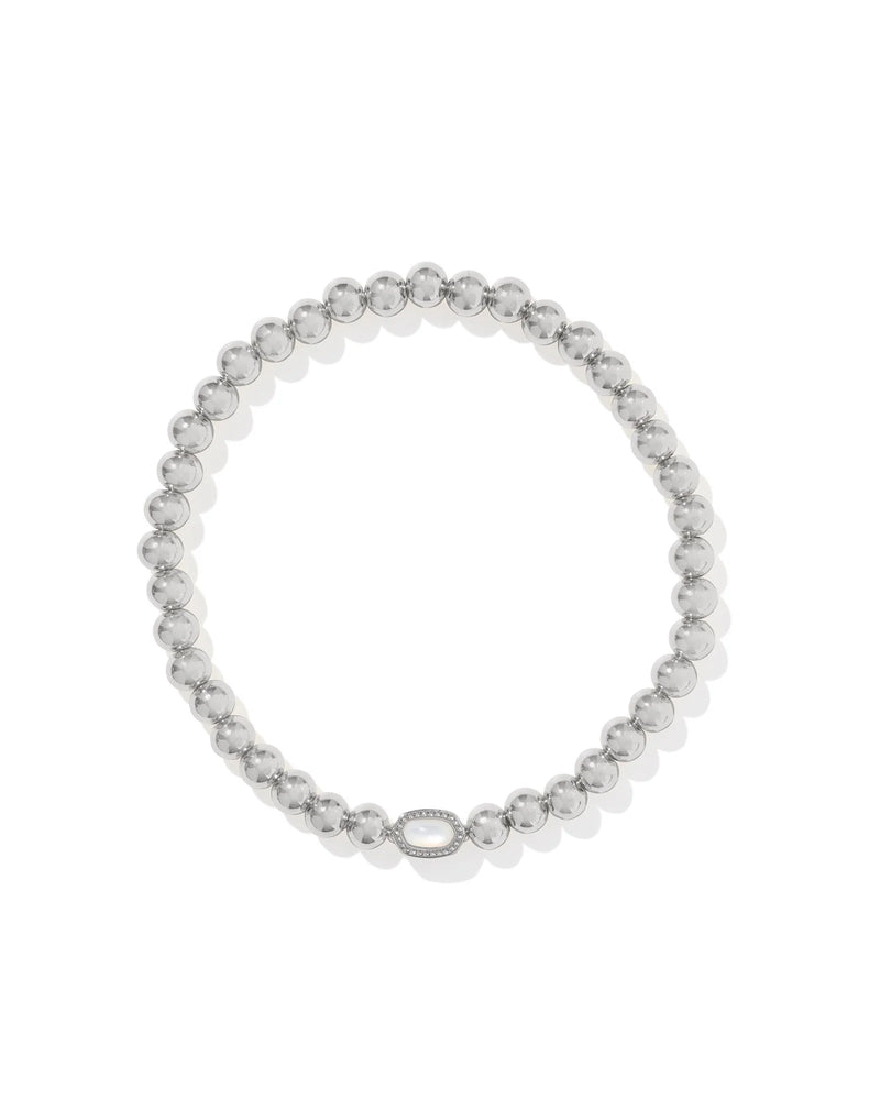 MINI ELAINA STRETCH BRACELET SILVER IN MOTHER-OF-PEARL