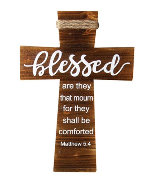BLESSED ARE THEY THAT MOURN WOODEN WALL CROSS