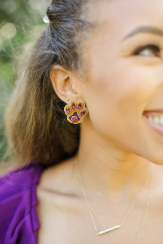 PURPLE & GOLD TIGER PAW EARRINGS