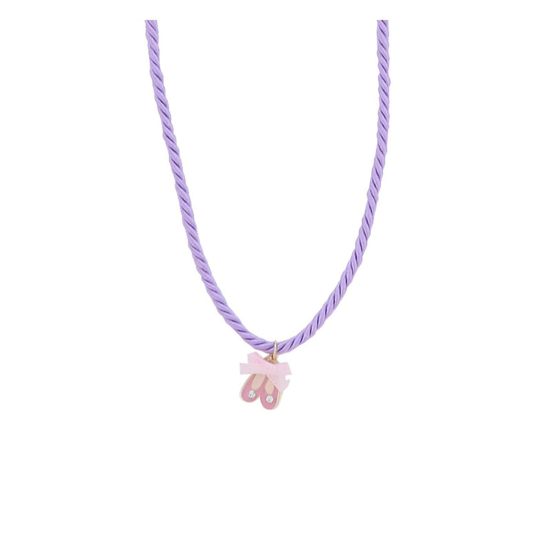 PINK BALLET SHOES LAVENDER CORD NECKLACE