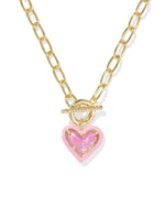 Ari Heart Gold Enamel Frame Link and Chain Necklace