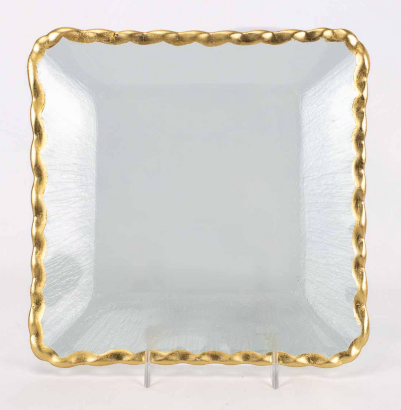 LATOUCHE SQUARE SERVING TRAY CLEAR GOLD 8X8