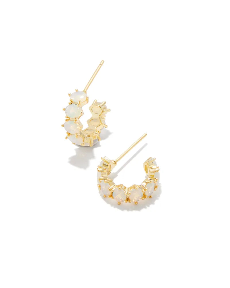 Cailin Gold Huggie Earrings in Champagne Opal Crystal