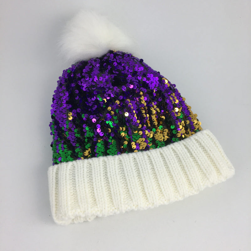 SEQUIN MARDI GRAS BEANIE