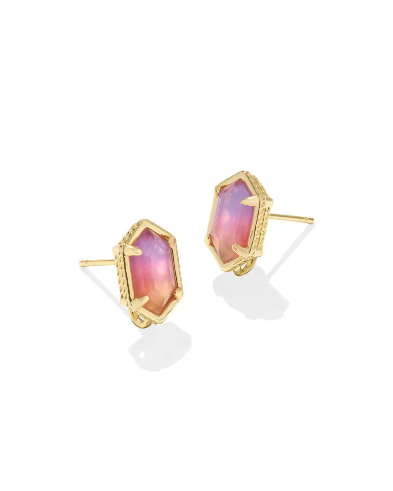 HALLIE GOLD CONVERTIBLE DROP EARRINGS IN SUNRISE WATERCOLOR ILLUSION