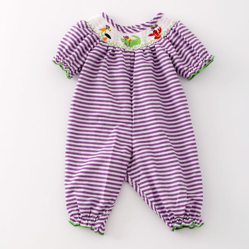 MARDI GRAS SMOCKED ROMPER