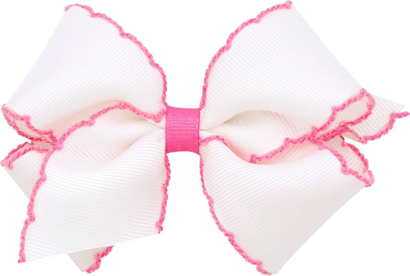 WHITE/PINK MOONSTITCH BOW