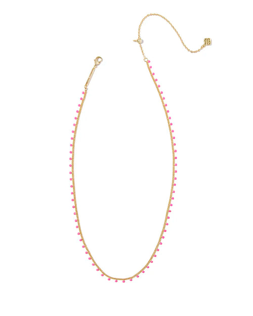 KELSEY PINK ENAMEL GOLD STRAND NECKLACE