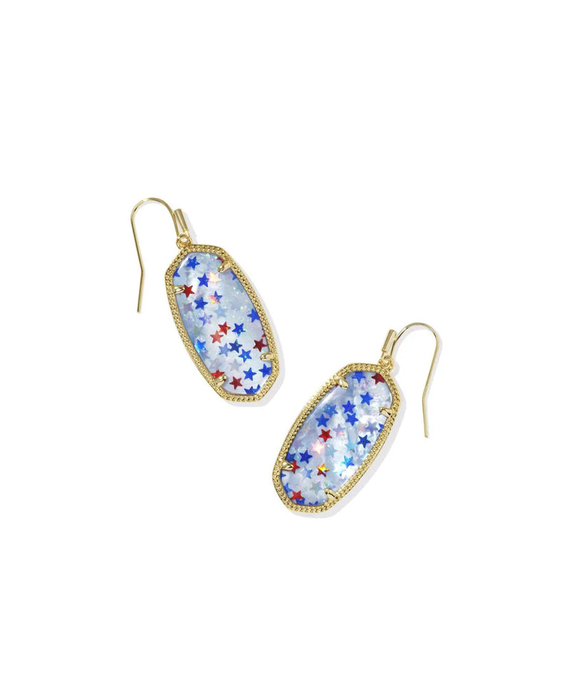 ELLE EARRING GOLD RED WHT BLUE