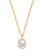 Daphne Gold Pave Frame Short Pendant Necklace in Iridescent