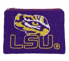LSU TIGER EYE BEADED POUCH