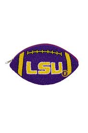 FOOTBALL BEADED LSU POUCH