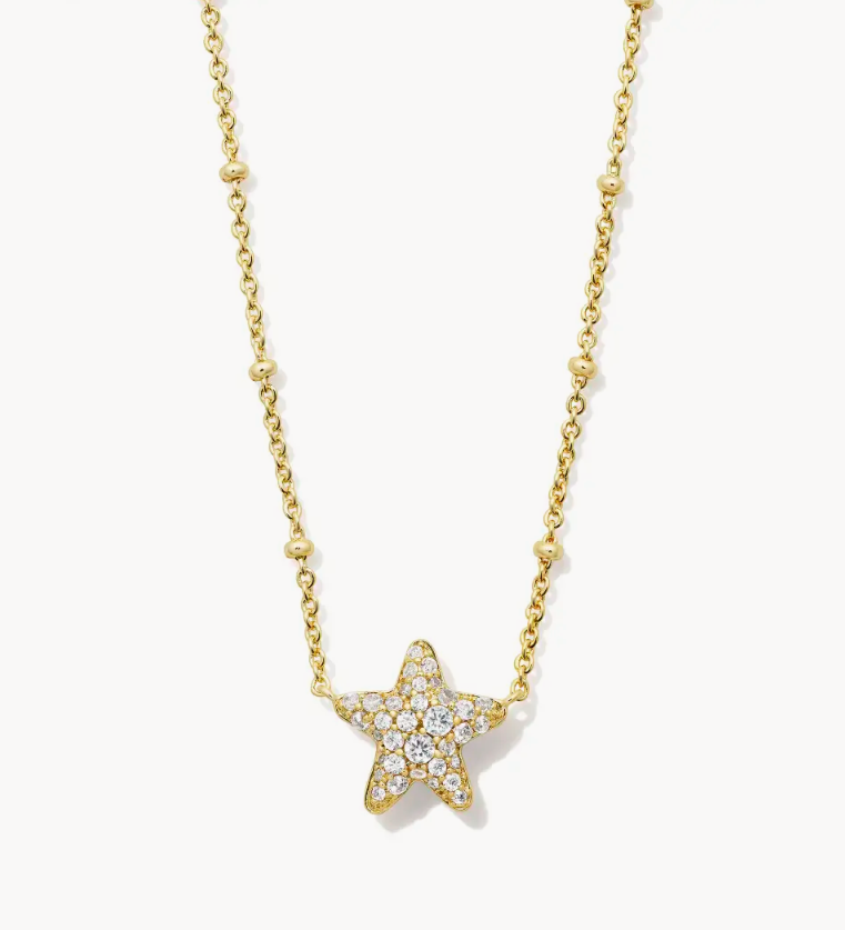 JAE STAR PAVE PENDANT GOLD NECKLACE- WHITE CRYSTAL