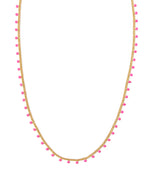 KELSEY PINK ENAMEL GOLD STRAND NECKLACE