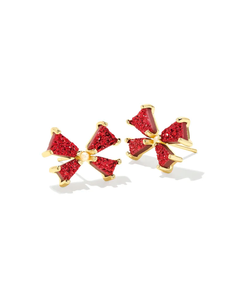 BLAIR SMALL GOLD RED  BOW STUDS