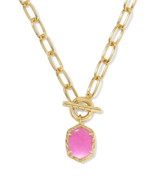 DAPHNE GOLD LINK CHAIN NECKLACE IN AZALEA ILLUSION