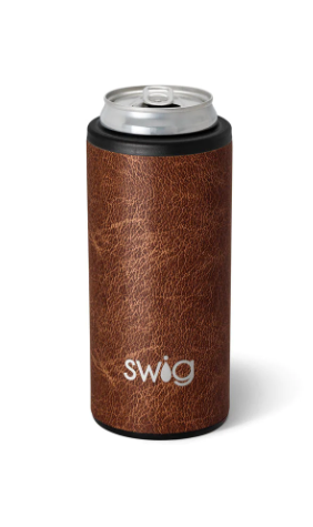 LEATHER SKINNY CAN COOLER (12OZ)