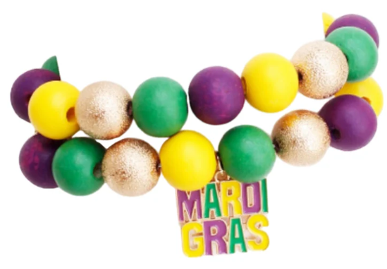 BEADED MARDI GRAS BRACELET