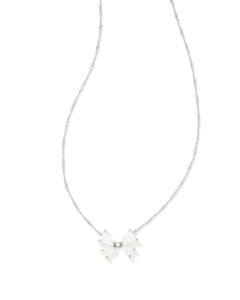 BLAIR SMALL SILVER IRIDESCENT DRUSY BOW NECKLACE