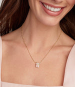 BALLET GOLD SHORT PENDANT NECKLACE IN BLUSH MOTHER OF PEARL