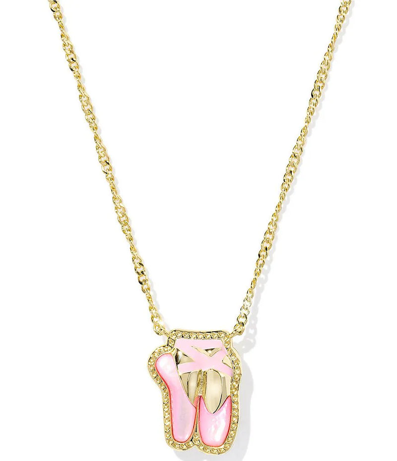 BALLET GOLD SHORT PENDANT NECKLACE IN BLUSH MOTHER OF PEARL