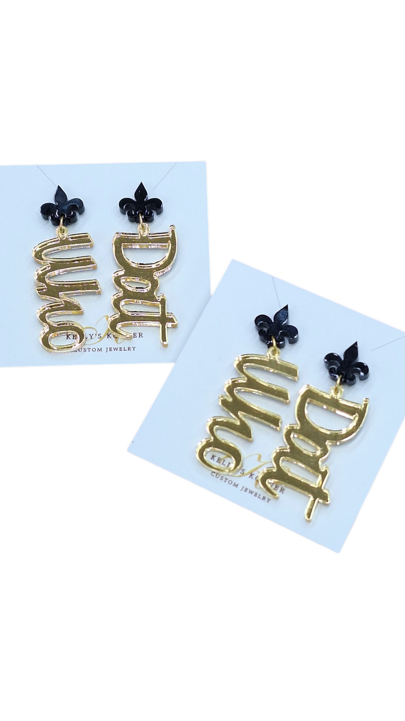 WHO DAT SCRIPT EARRINGS