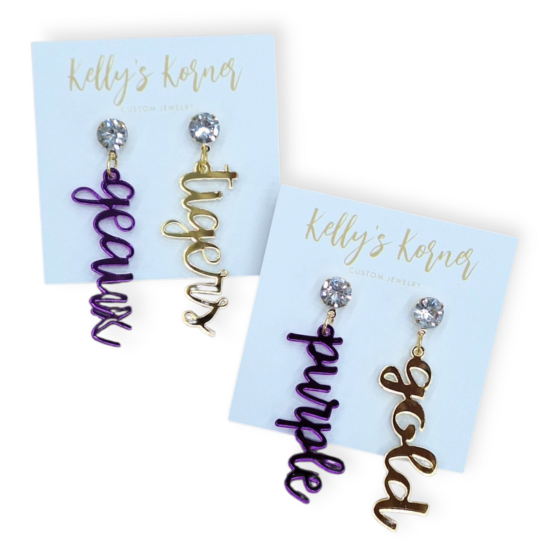 CURSIVE SCRIPT GAMEDAY EARRINGS