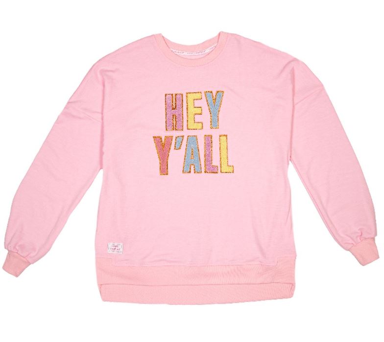 HEY Y'ALL SPARKLE LETTER PULLOVER
