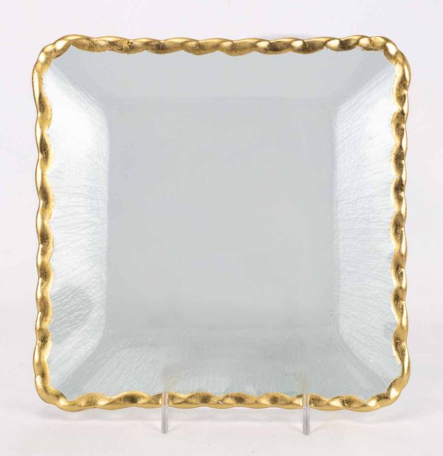LATOUCHE SQUARE SERVING TRAY CLEAR GOLD 8X8