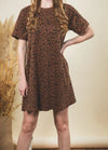 CAMEL LEOPARD DRESS WITH POCKETS