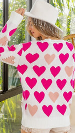 MEGAN HEART PRINT PEARL SWEATER