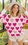 MEGAN HEART PRINT PEARL SWEATER