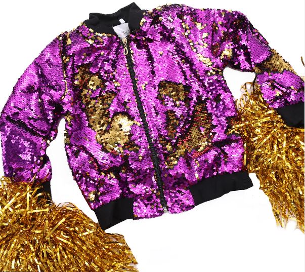 PURPLE AND GOLD REVERSIBLE SEQUIN JACKET