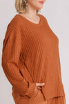 SUNSET RIBBED KNIT LONG SLEEVE TOP