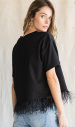 ALLE BLACK FEATHER TOP