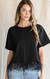 ALLE BLACK FEATHER TOP