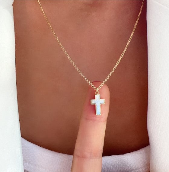 CROSS GOLD WHITE OPAL NECKLACE