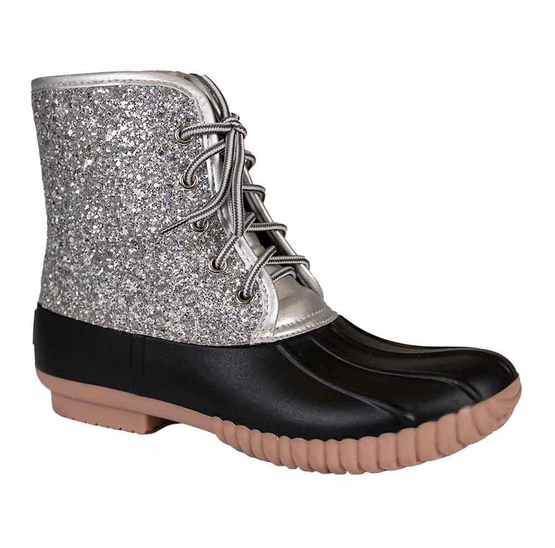 SILVER GLITTER DUCK BOOT Kelly s Korner Oakdale