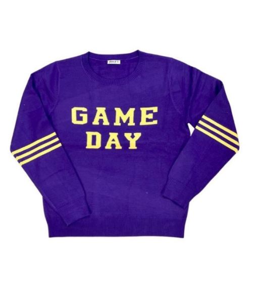 GAME DAY SWEATER PURPLE GOLD
