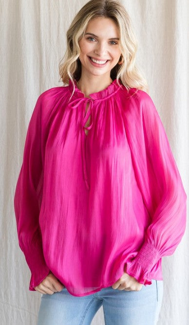 KEIRSTON SHIMMERY LS BLOUSE