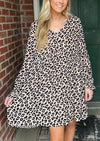 LEOPARD BABYDOLL DRESS L/S