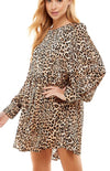 LEOPARD PRINT HIGH NECK DRESS