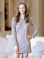 LEOPARD BRUSHED HACCI HOODED DRESS