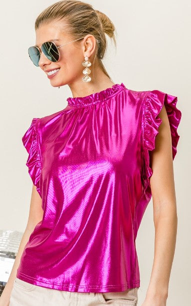 LEXI FUCHSIA METALLIC TOP