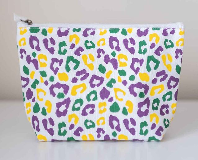 MARDI GRAS LEOPARD COSEMETIC BAG