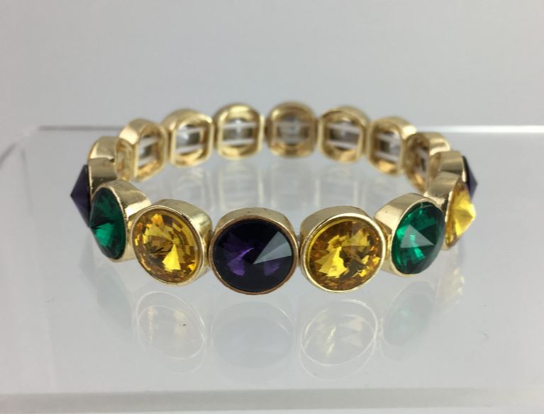 MARDI GRAS STONE STRETCH BRACELET