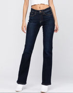 PLUS SIZE WHISKERED DARK BOOTCUT JEANS