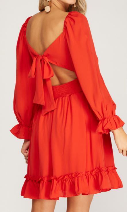 SASSY RED SMOCKED DRESS