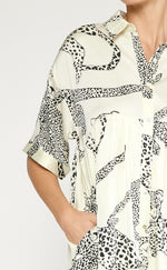 SATIN CREAM LEOPARD DRESS