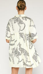 SATIN CREAM LEOPARD DRESS
